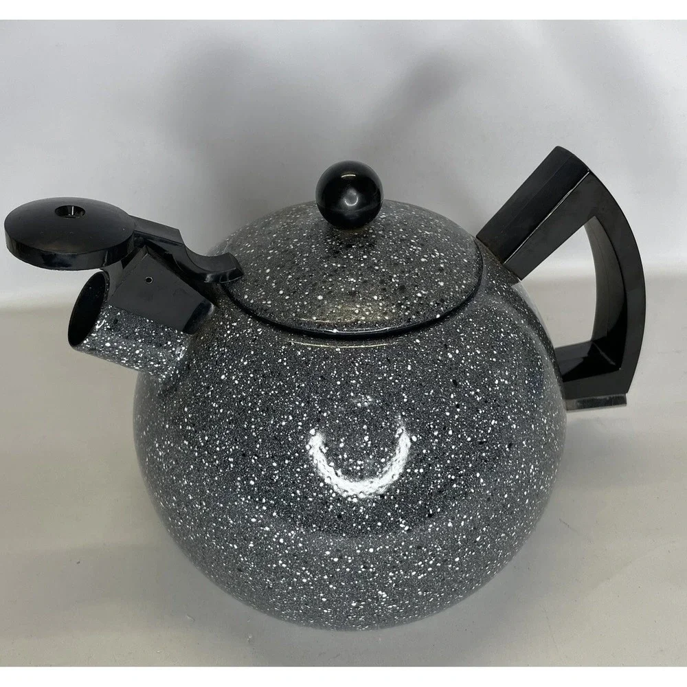 Copco Sam Lebowitz Speckled Enamelware Whistling Tea Kettle Modern Atomic‎